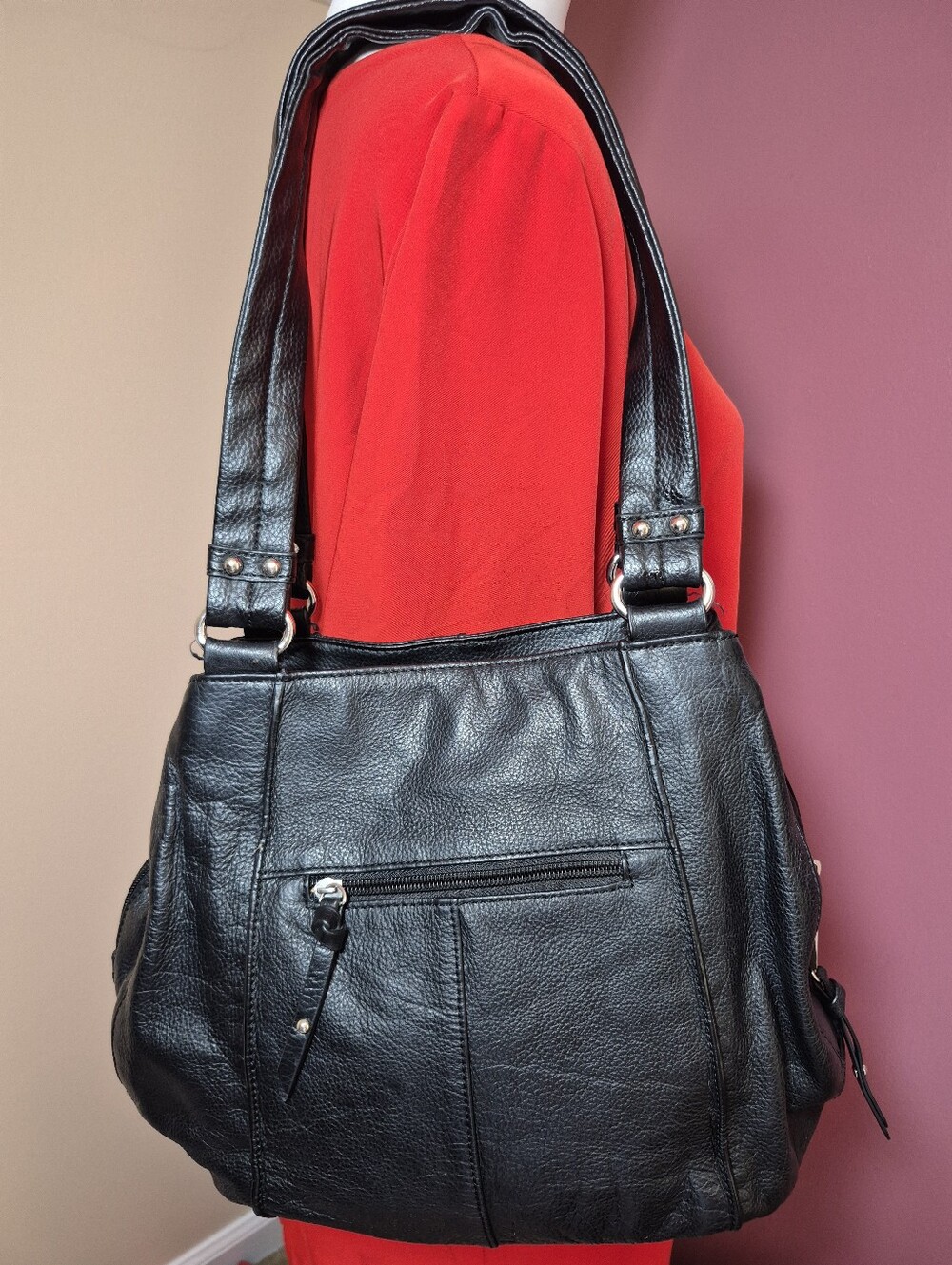 Tignanello‎ Black Pebbled Leather HoBo Shoulder Bag - Picture 2 of 11